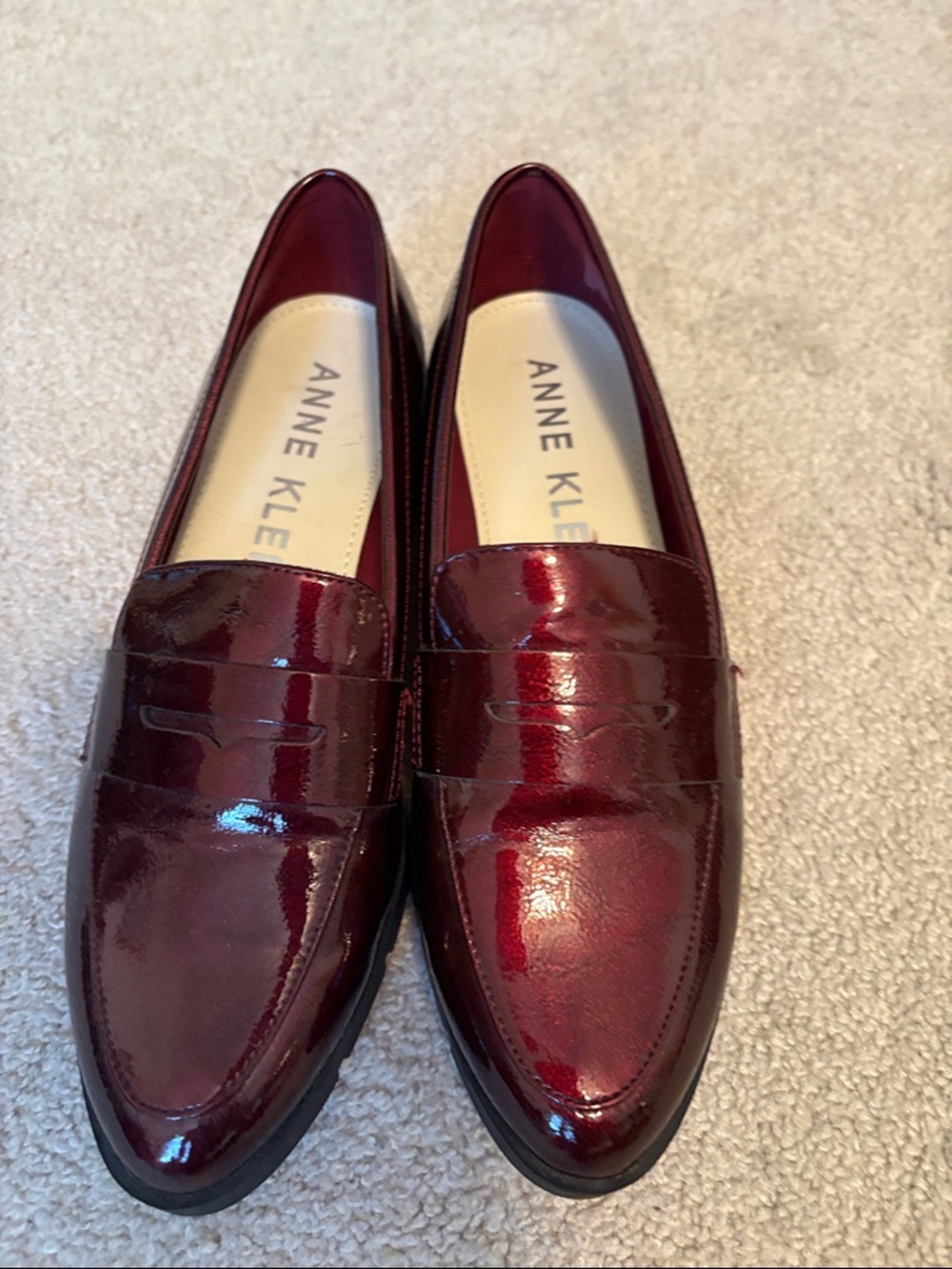 Anne Klein Women’s Burgundy Patent Penny Loafers
